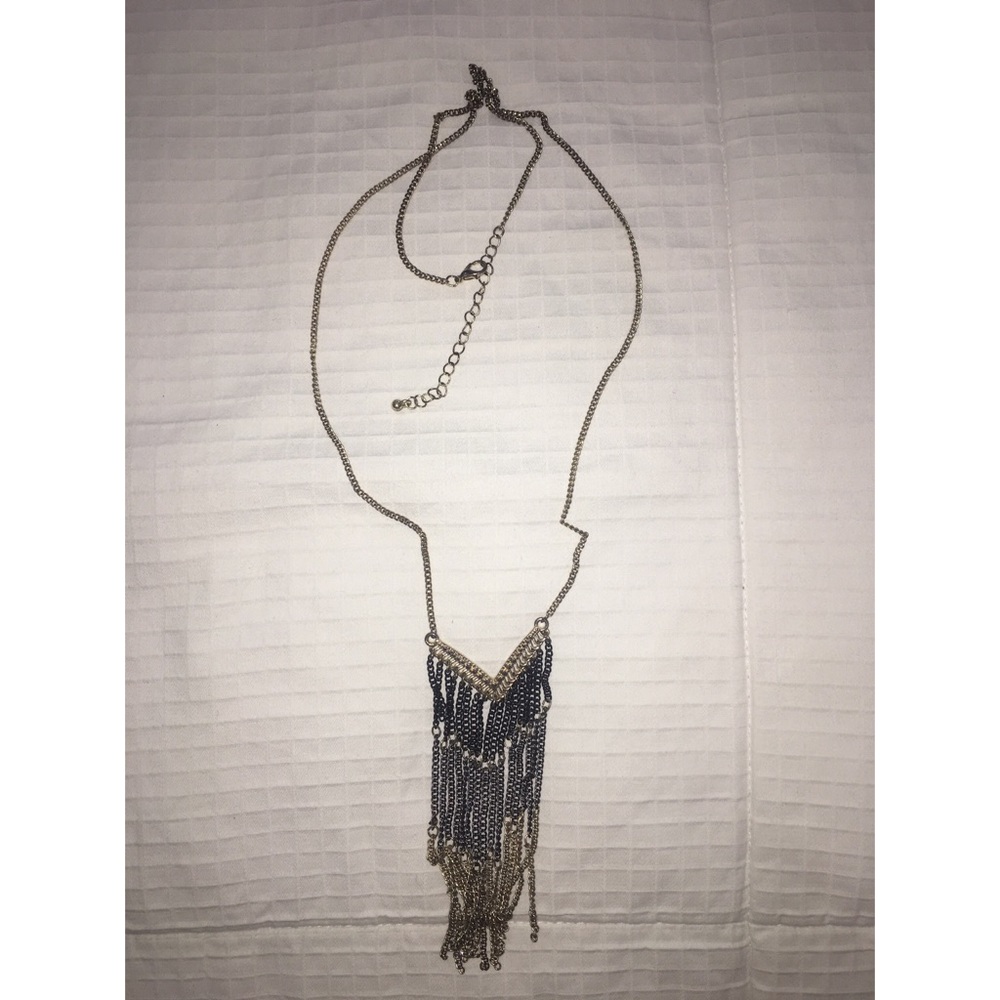 Gold, silver, and black dangling necklace